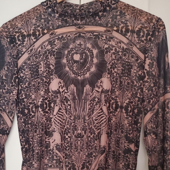 Blackmilk - Black Sacrifice Beige Sheer High Neck Longsleeve Bodysuit - Limited - Picture 9 of 15